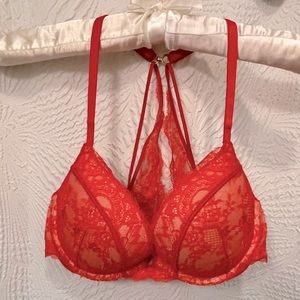 Victoria Secret red lace push up bra 34B